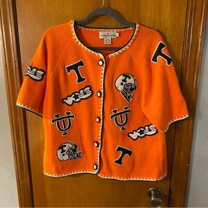 Vintage Castles Sport Tennessee VOLS Orange Button-Up Short Sleeve Cardigan